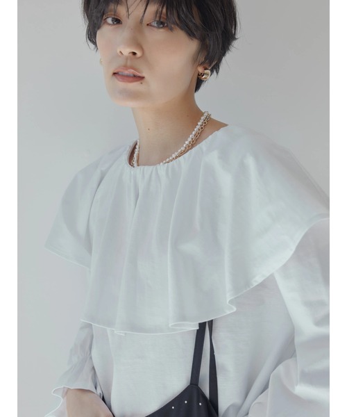 AMERICAN HOLIC(アメリカンホリック)の「フリルカラーカットプルオーバー(Tシャツ/カットソー・レディース・ブラック/オフホワイト・FREE)」の12枚目の写真