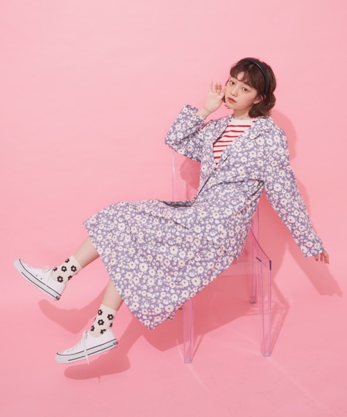 MERLOT(メルロー)の「レトロフラワージャケット/セットアップ(テーラードジャケット・レディース・パープル/イエロー/ブルー・FREE)」の12枚目の写真