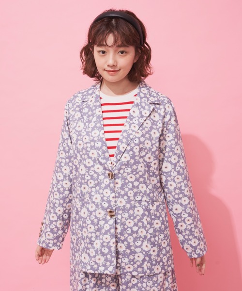 MERLOT(メルロー)の「レトロフラワージャケット/セットアップ(テーラードジャケット・レディース・パープル/イエロー/ブルー・FREE)」の6枚目の写真