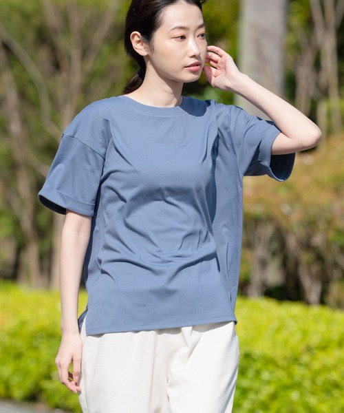 fort point(フォーポイント)の「【FORT POINT/フォートポイント】サイドスリットTシャツ(Tシャツ/カットソー・レディース・ホワイト/チャコールグレー/ブラック/グレー/サックスブルー/ミント/ピンク系その他/オレンジ系その他/ダークベージュ・LARGE/MEDIUM)」の7枚目の写真