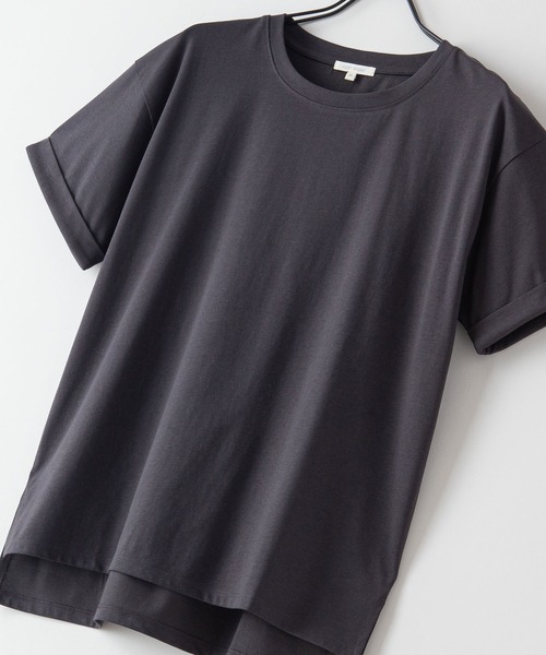 fort point(フォーポイント)の「【FORT POINT/フォートポイント】サイドスリットTシャツ(Tシャツ/カットソー・レディース・ホワイト/チャコールグレー/ブラック/グレー/サックスブルー/ミント/ピンク系その他/オレンジ系その他/ダークベージュ・LARGE/MEDIUM)」の4枚目の写真