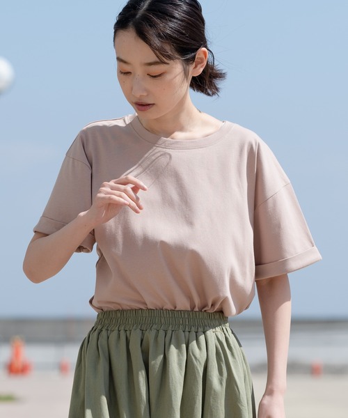 fort point(フォーポイント)の「【FORT POINT/フォートポイント】サイドスリットTシャツ(Tシャツ/カットソー・レディース・ホワイト/チャコールグレー/ブラック/グレー/サックスブルー/ミント/ピンク系その他/オレンジ系その他/ダークベージュ・LARGE/MEDIUM)」の16枚目の写真