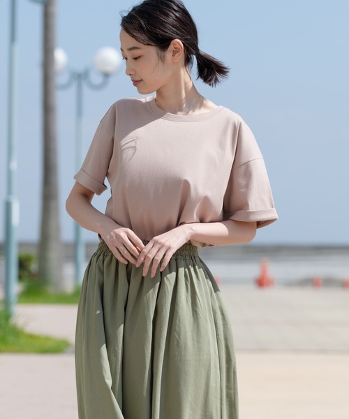 fort point(フォーポイント)の「【FORT POINT/フォートポイント】サイドスリットTシャツ(Tシャツ/カットソー・レディース・ホワイト/チャコールグレー/ブラック/グレー/サックスブルー/ミント/ピンク系その他/オレンジ系その他/ダークベージュ・LARGE/MEDIUM)」の15枚目の写真