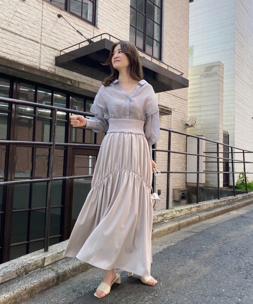 Cherie chuu(シェリーチュウ)の「cheriechuu コルセットボリュームスカート(スカート・レディース・ベージュ/パープル/グレイッシュベージュ・FREE)」の14枚目の写真