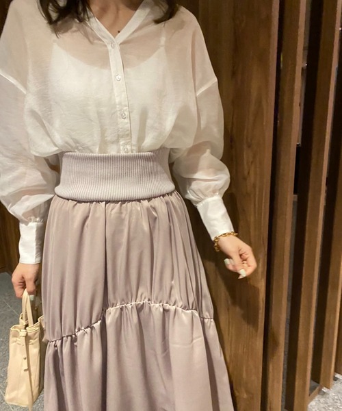 Cherie chuu(シェリーチュウ)の「cheriechuu コルセットボリュームスカート(スカート・レディース・ベージュ/パープル/グレイッシュベージュ・FREE)」の4枚目の写真