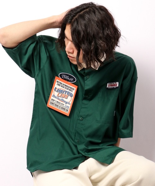 Limited Line Naive Magic(リミテッドラインナイーブマジック)の「TCツイル ワッペン付クレリック半袖ルーズワークシャツ(シャツ/ブラウス・メンズ・ホワイト/グリーン/サックスブルー/その他/ブラック・M/L)」の4枚目の写真