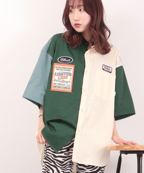 Limited Line Naive Magic(リミテッドラインナイーブマジック)の「TCツイル ワッペン付クレリック半袖ルーズワークシャツ(シャツ/ブラウス・メンズ・ホワイト/グリーン/サックスブルー/その他/ブラック・M/L)」の5枚目の写真