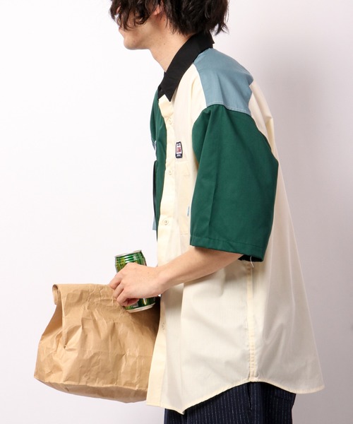 Limited Line Naive Magic(リミテッドラインナイーブマジック)の「TCツイル ワッペン付クレリック半袖ルーズワークシャツ(シャツ/ブラウス・メンズ・ホワイト/グリーン/サックスブルー/その他/ブラック・M/L)」の19枚目の写真