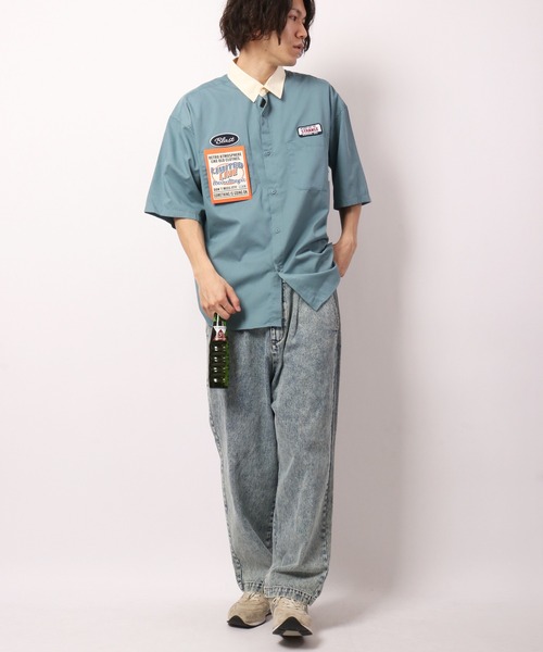 Limited Line Naive Magic(リミテッドラインナイーブマジック)の「TCツイル ワッペン付クレリック半袖ルーズワークシャツ(シャツ/ブラウス・メンズ・ホワイト/グリーン/サックスブルー/その他/ブラック・M/L)」の17枚目の写真