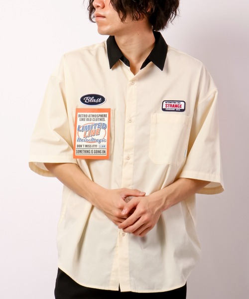Limited Line Naive Magic(リミテッドラインナイーブマジック)の「TCツイル ワッペン付クレリック半袖ルーズワークシャツ(シャツ/ブラウス・メンズ・ホワイト/グリーン/サックスブルー/その他/ブラック・M/L)」の22枚目の写真