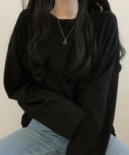 PARKS TOKYO SELECT(パークストウキョウセレクト)の「ルーズシルエット スラブ ロングスリーブTシャツ(Tシャツ/カットソー・レディース・ホワイト/ブラック/ベージュ/パープル/カーキ/ピンク/イエロー/オレンジ/ブルー・FREE)」の3枚目の写真