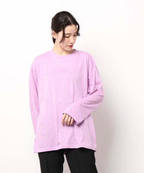 PARKS TOKYO SELECT(パークストウキョウセレクト)の「ルーズシルエット スラブ ロングスリーブTシャツ(Tシャツ/カットソー・レディース・ホワイト/ブラック/ベージュ/パープル/カーキ/ピンク/イエロー/オレンジ/ブルー・FREE)」の15枚目の写真