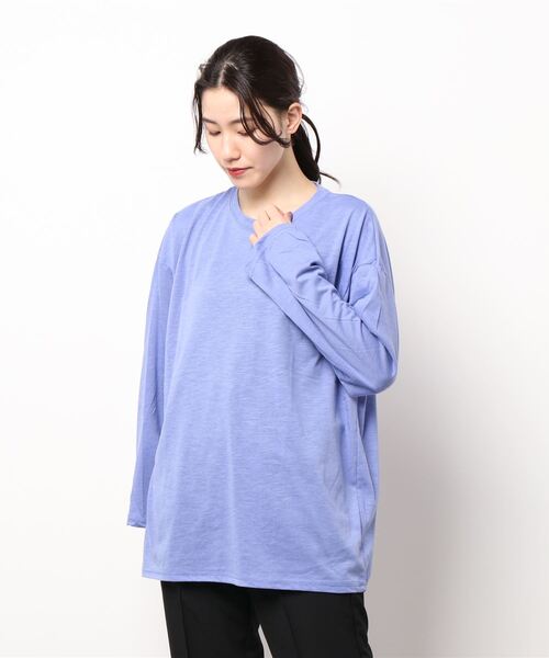 PARKS TOKYO SELECT(パークストウキョウセレクト)の「ルーズシルエット スラブ ロングスリーブTシャツ(Tシャツ/カットソー・レディース・ホワイト/ブラック/ベージュ/パープル/カーキ/ピンク/イエロー/オレンジ/ブルー・FREE)」の18枚目の写真