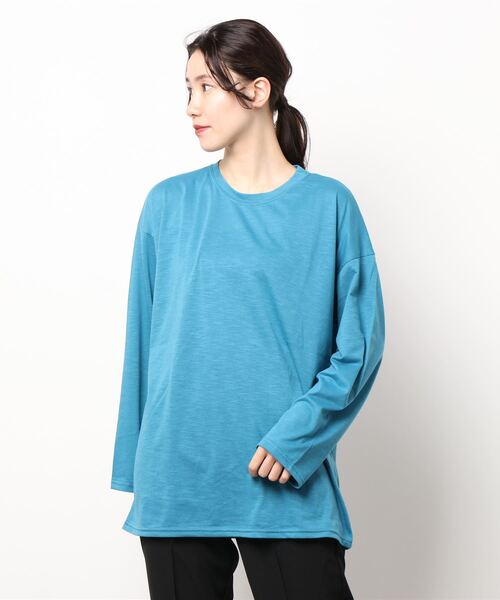 PARKS TOKYO SELECT(パークストウキョウセレクト)の「ルーズシルエット スラブ ロングスリーブTシャツ(Tシャツ/カットソー・レディース・ホワイト/ブラック/ベージュ/パープル/カーキ/ピンク/イエロー/オレンジ/ブルー・FREE)」の19枚目の写真