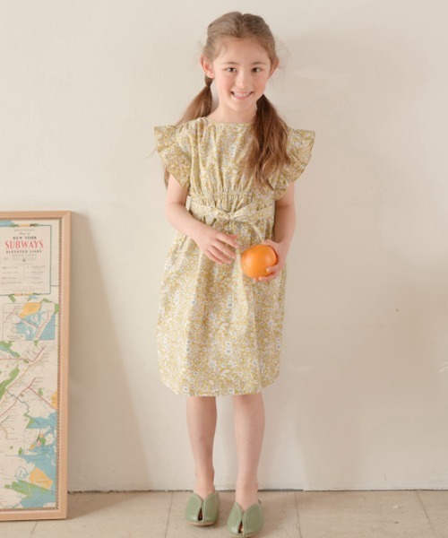 Lycee mine(リセマイン)の「コットンふりふりワンピース【デザイン2】(ワンピース・キッズ・ラベンダー/キナリ/ネイビー/エメラルド/ブラック/ベージュ/ライトブルー/アイボリー/マスタード・100cm/110cm/120cm/130cm/140cm)」の9枚目の写真