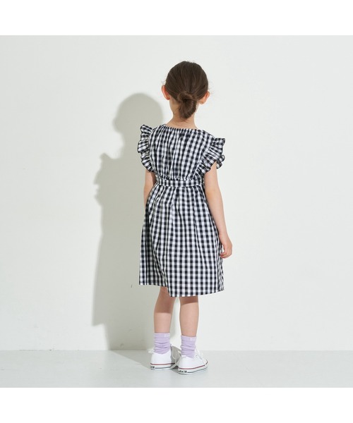 Lycee mine(リセマイン)の「コットンふりふりワンピース【デザイン2】(ワンピース・キッズ・ラベンダー/キナリ/ネイビー/エメラルド/ブラック/ベージュ/ライトブルー/アイボリー/マスタード・100cm/110cm/120cm/130cm/140cm)」の13枚目の写真