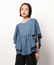 NICOLE white | ペザント風フリルギャザーＴＥＥ(Tシャツ/カットソー)