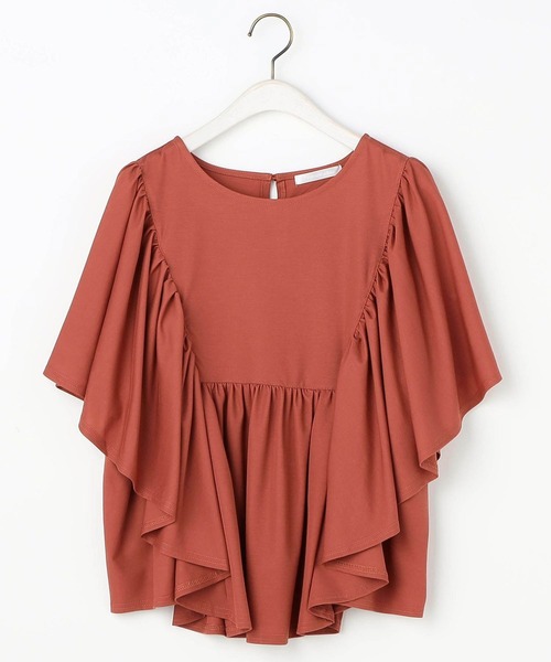 NICOLE white(ニコルホワイト)の「ペザント風フリルギャザーTEE(Tシャツ/カットソー・レディース・ブラック/イエロー/ブルー/レンガ・FREE)」の7枚目の写真