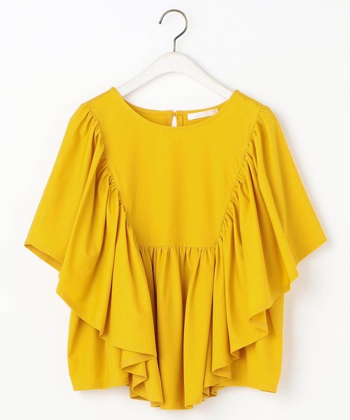 NICOLE white(ニコルホワイト)の「ペザント風フリルギャザーTEE(Tシャツ/カットソー・レディース・ブラック/イエロー/ブルー/レンガ・FREE)」の8枚目の写真