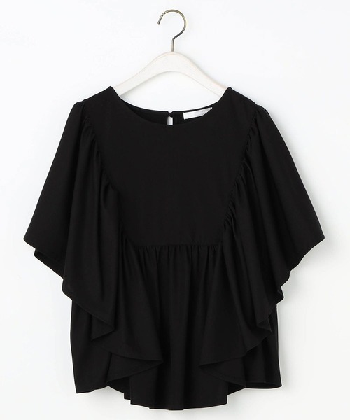 NICOLE white(ニコルホワイト)の「ペザント風フリルギャザーTEE(Tシャツ/カットソー・レディース・ブラック/イエロー/ブルー/レンガ・FREE)」の9枚目の写真