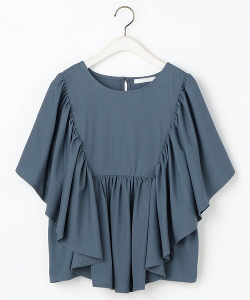 NICOLE white(ニコルホワイト)の「ペザント風フリルギャザーTEE(Tシャツ/カットソー・レディース・ブラック/イエロー/ブルー/レンガ・FREE)」の10枚目の写真