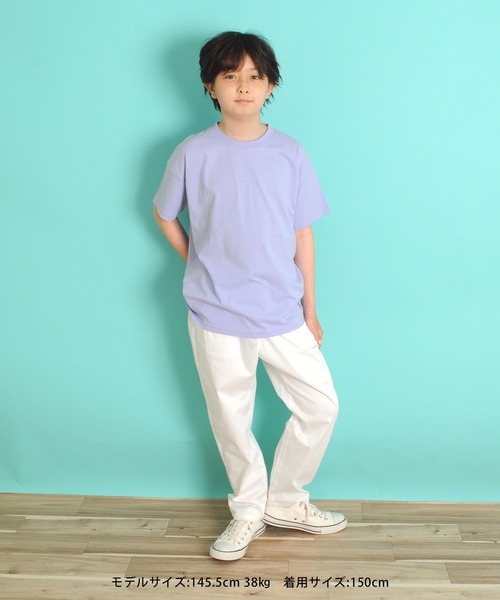 GLAZOS（グラソス）の「天竺・ドロップショルダーBIGロゴバックプリント半袖Tシャツ（Tシャツ/カットソー・キッズ・ライトグリーン/パープル/オフホワイト・160cm/130cm/150cm/140cm/170cm）」の8枚目の写真