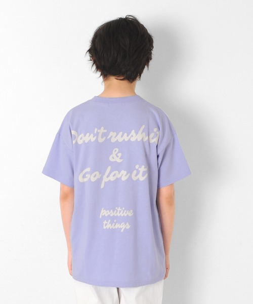 GLAZOS（グラソス）の「天竺・ドロップショルダーBIGロゴバックプリント半袖Tシャツ（Tシャツ/カットソー・キッズ・ライトグリーン/パープル/オフホワイト・160cm/130cm/150cm/140cm/170cm）」の5枚目の写真