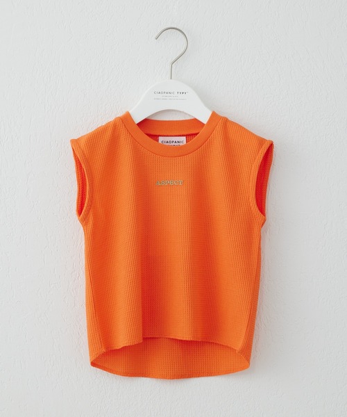 CIAOPANIC TYPY（チャオパニックティピー）の「▽【KIDS】ワッフルロゴ刺繍タンクトップ（タンクトップ・キッズ・チャコールグレー/ピンク/オレンジ/グリーン/グレー系その他・SMALL/MEDIUM/LARGE/X-LARGE/XX-LARGE）」の6枚目の写真