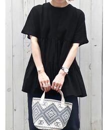 Samansa Mos2 blue | 前後2WAYティアードチュニック(シャツ/ブラウス)