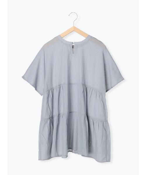 Samansa Mos2 blue（サマンサモスモスブルー）の「前後2WAYティアードチュニック（シャツ/ブラウス・レディース・オフホワイト/ブラック/サックスブルー・ﾌﾘ-）」の12枚目の写真