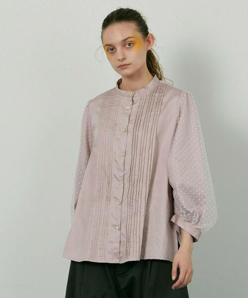 FRAPBOIS(フラボア)の「ソフトチュール ブラウス(シャツ/ブラウス・レディース・ラベンダー/ネイビー・0/1)」の2枚目の写真