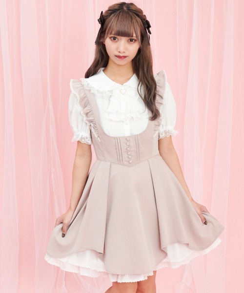 Secret Honey（シークレットハニー）の「ショルダーフリルバックレースアップジャンパードレス（ワンピース・レディース・ブラック/ブルー/ピンク・MEDIUM）」の3枚目の写真