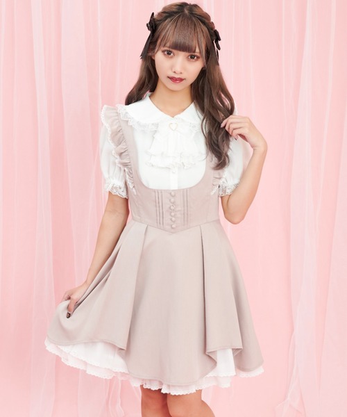 Secret Honey（シークレットハニー）の「ショルダーフリルバックレースアップジャンパードレス（ワンピース・レディース・ブラック/ブルー/ピンク・MEDIUM）」の12枚目の写真