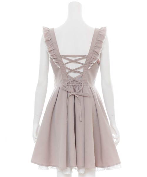 Secret Honey（シークレットハニー）の「ショルダーフリルバックレースアップジャンパードレス（ワンピース・レディース・ブラック/ブルー/ピンク・MEDIUM）」の6枚目の写真