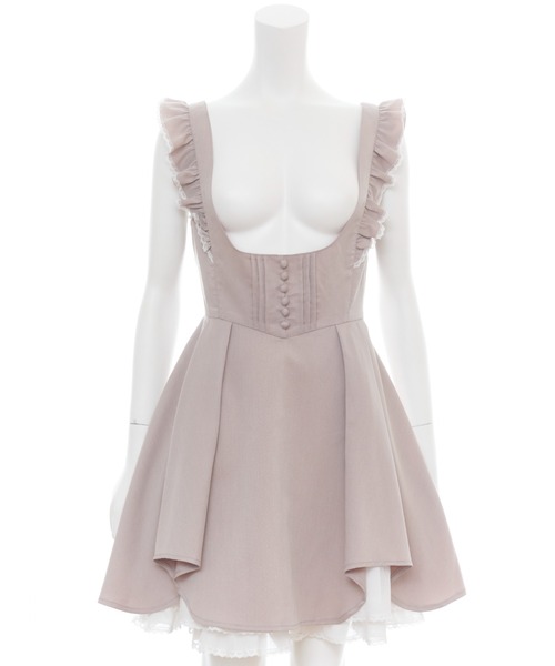 Secret Honey（シークレットハニー）の「ショルダーフリルバックレースアップジャンパードレス（ワンピース・レディース・ブラック/ブルー/ピンク・MEDIUM）」の8枚目の写真