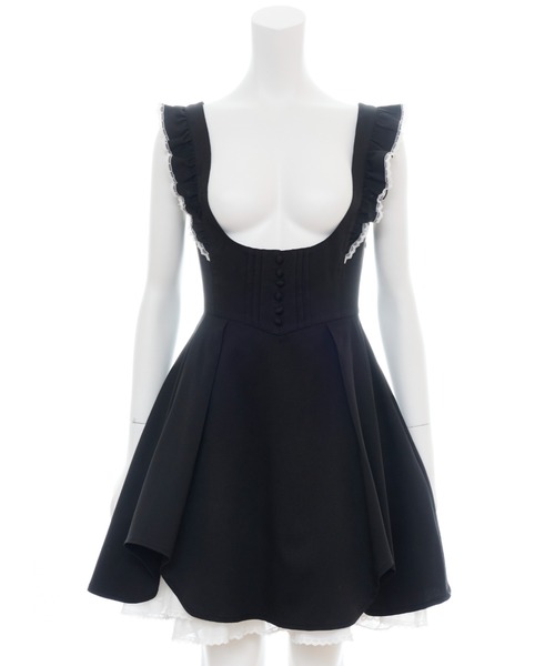 Secret Honey（シークレットハニー）の「ショルダーフリルバックレースアップジャンパードレス（ワンピース・レディース・ブラック/ブルー/ピンク・MEDIUM）」の10枚目の写真