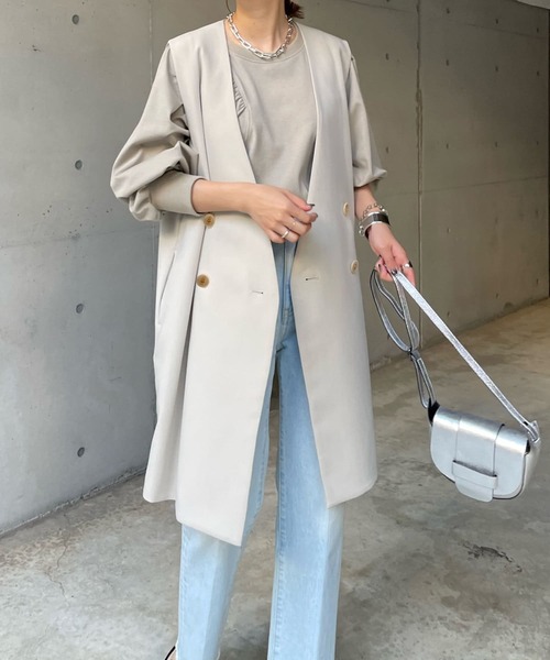 DouDou(ドゥドゥ)の「ノーカラーロングジレ(ベスト・レディース・ブラック/ベージュ/キャメル・FREE)」の17枚目の写真