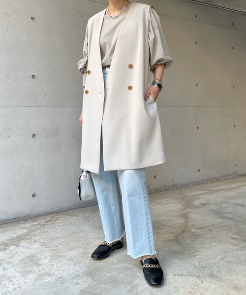 DouDou(ドゥドゥ)の「ノーカラーロングジレ(ベスト・レディース・ブラック/ベージュ/キャメル・FREE)」の13枚目の写真