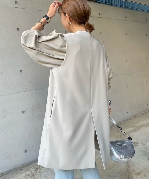 DouDou(ドゥドゥ)の「ノーカラーロングジレ(ベスト・レディース・ブラック/ベージュ/キャメル・FREE)」の19枚目の写真