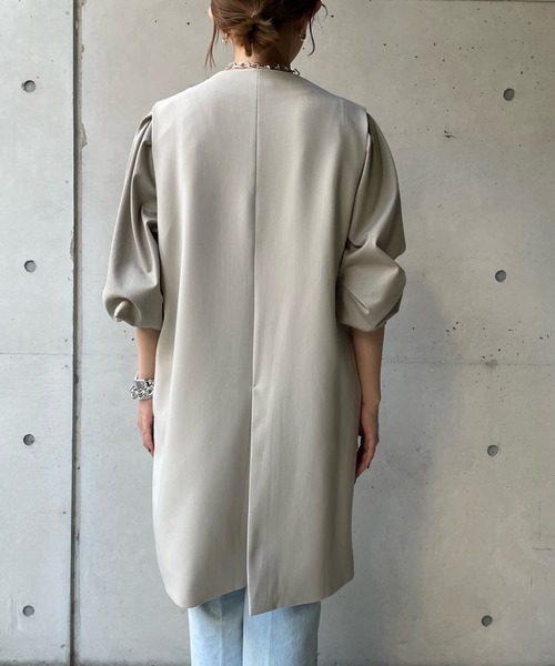 DouDou(ドゥドゥ)の「ノーカラーロングジレ(ベスト・レディース・ブラック/ベージュ/キャメル・FREE)」の6枚目の写真