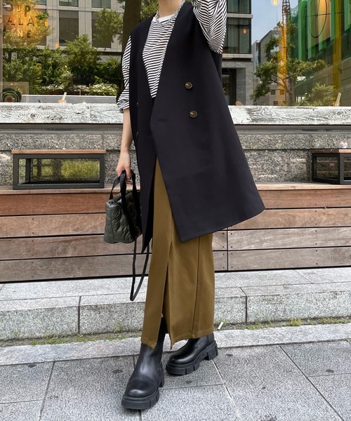 DouDou(ドゥドゥ)の「ノーカラーロングジレ(ベスト・レディース・ブラック/ベージュ/キャメル・FREE)」の20枚目の写真