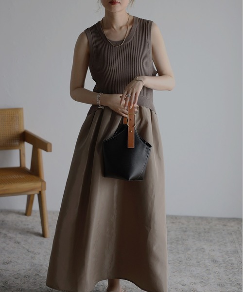 Bonjour Sagan（ボンジュールサガン）の「ステッチデザインバケットバッグ（ハンドバッグ・レディース・ブラック/ブラウン/アイボリー・FREE）」の6枚目の写真