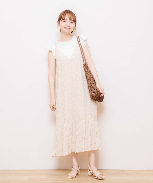 flower（フラワー）の「ブリージーフラワーワンピース（ワンピース・レディース・ブラック/ベージュ/グリーン・FREE）」の3枚目の写真