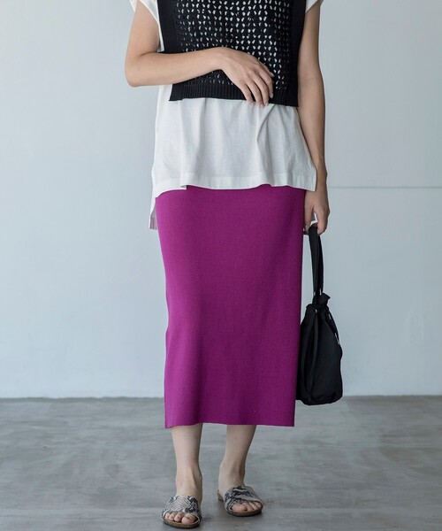 THE SHOP TK （ザ ショップ ティーケー ）の「◆【スタイルアップ】ニットナロースカート（スカート・レディース・ブラック/オリーブ/パープル系4・11/12）」の3枚目の写真