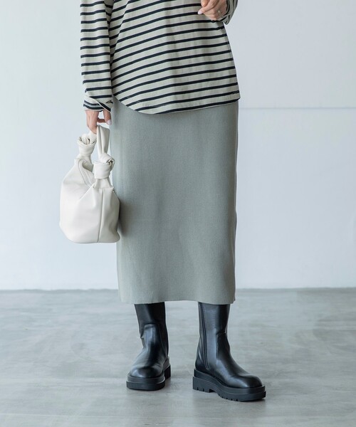 THE SHOP TK （ザ ショップ ティーケー ）の「◆【スタイルアップ】ニットナロースカート（スカート・レディース・ブラック/オリーブ/パープル系4・11/12）」の2枚目の写真