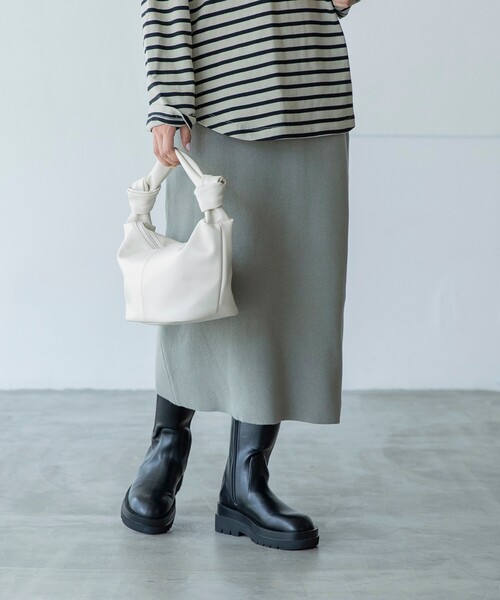 THE SHOP TK （ザ ショップ ティーケー ）の「◆【スタイルアップ】ニットナロースカート（スカート・レディース・ブラック/オリーブ/パープル系4・11/12）」の4枚目の写真