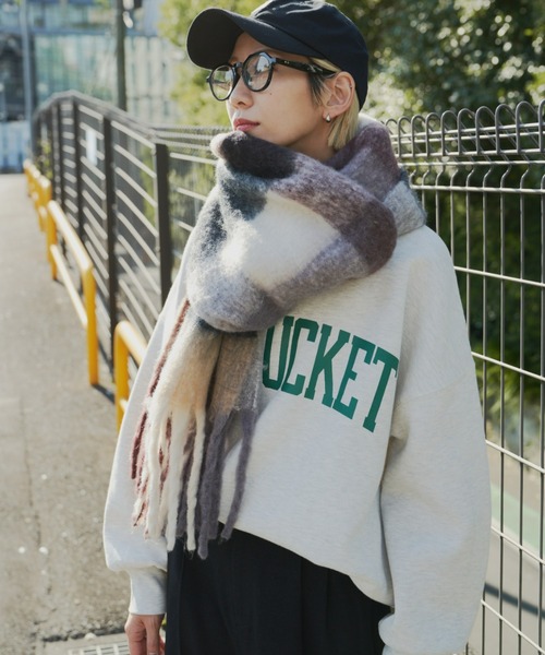 Auntie Rosa Holiday（アンティローザホリデー）の「チェックボリュームマフラー（マフラー・レディース・パープル/グリーン/イエロー・FREE）」の14枚目の写真