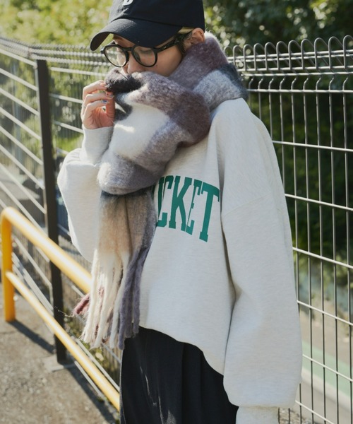 Auntie Rosa Holiday（アンティローザホリデー）の「チェックボリュームマフラー（マフラー・レディース・パープル/グリーン/イエロー・FREE）」の15枚目の写真