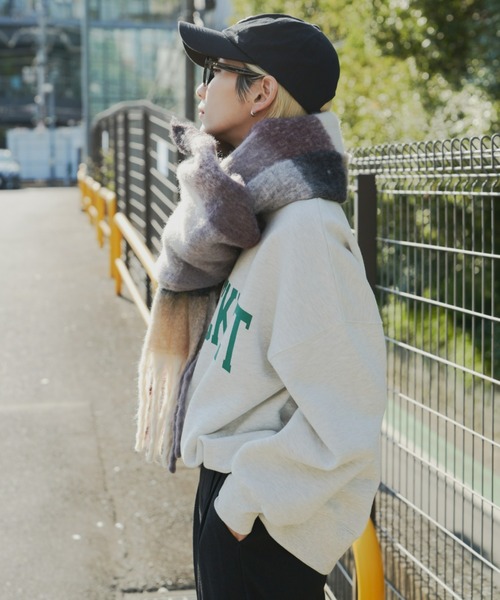 Auntie Rosa Holiday（アンティローザホリデー）の「チェックボリュームマフラー（マフラー・レディース・パープル/グリーン/イエロー・FREE）」の18枚目の写真