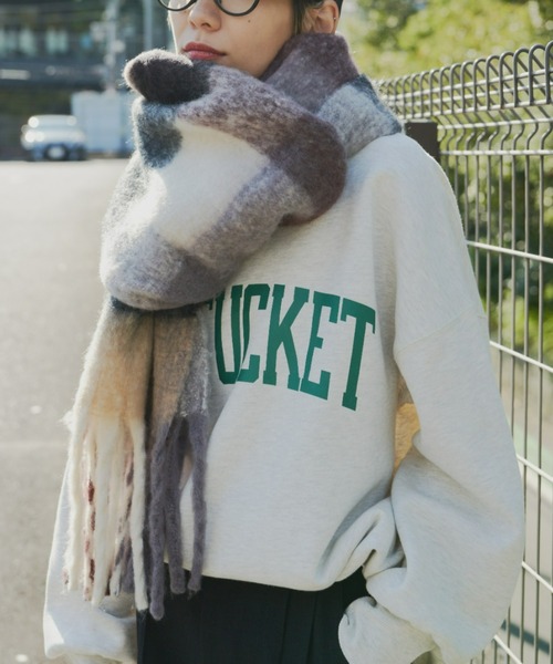 Auntie Rosa Holiday（アンティローザホリデー）の「チェックボリュームマフラー（マフラー・レディース・パープル/グリーン/イエロー・FREE）」の13枚目の写真